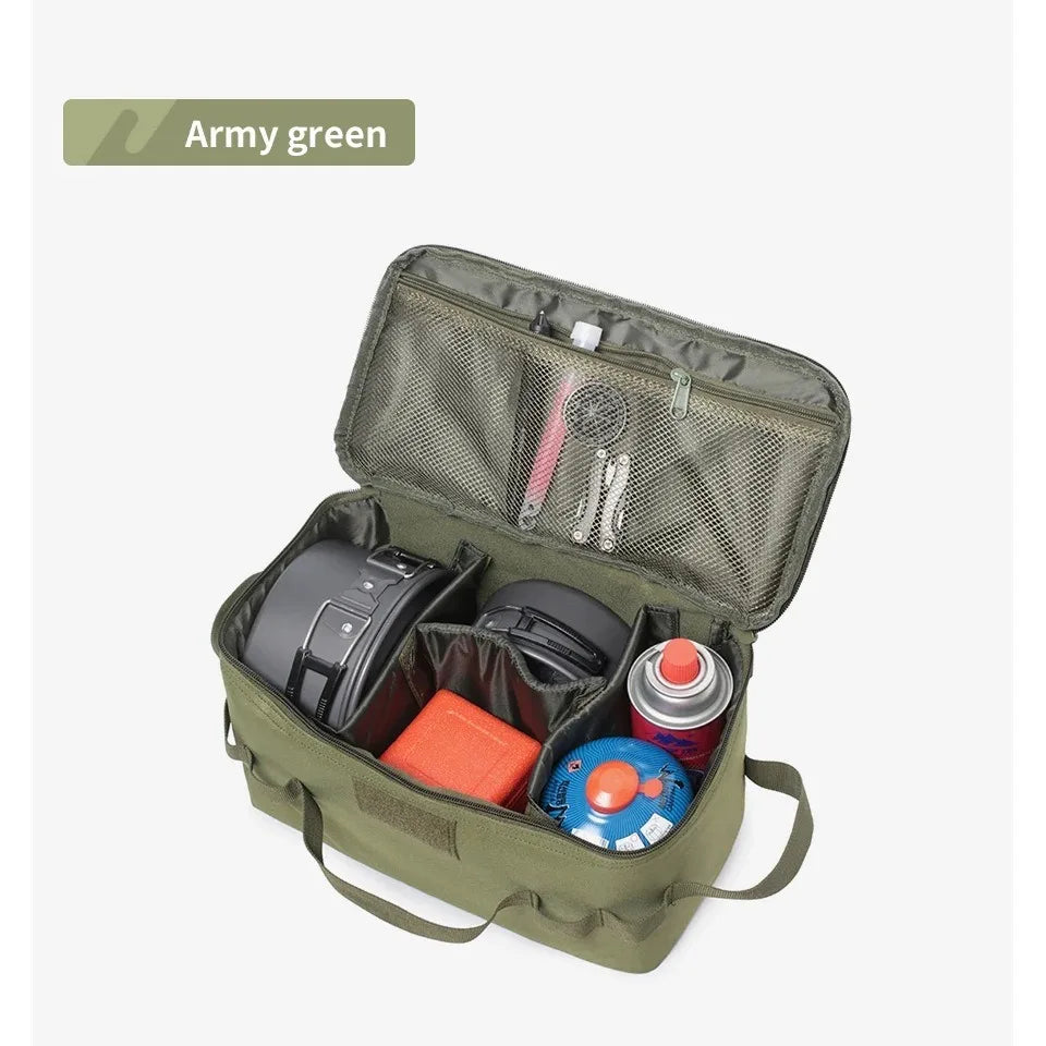 Outdoor Camping Storage Bag Basket Gas Stove Canister Pot Carry Bag Sack Picnic Bag Cookware Utensils Organizer