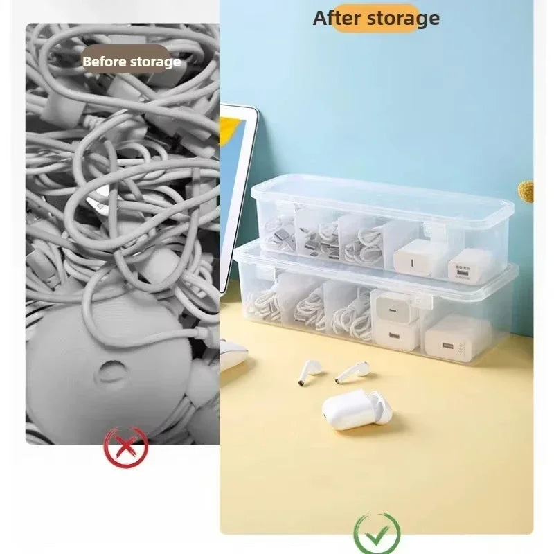Transparent cable organizers, dustproof card boxes with lids, office and home collection boxes