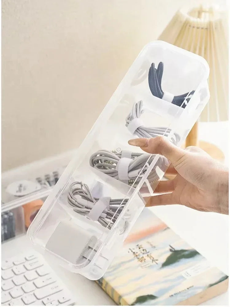 Transparent cable organizers, dustproof card boxes with lids, office and home collection boxes