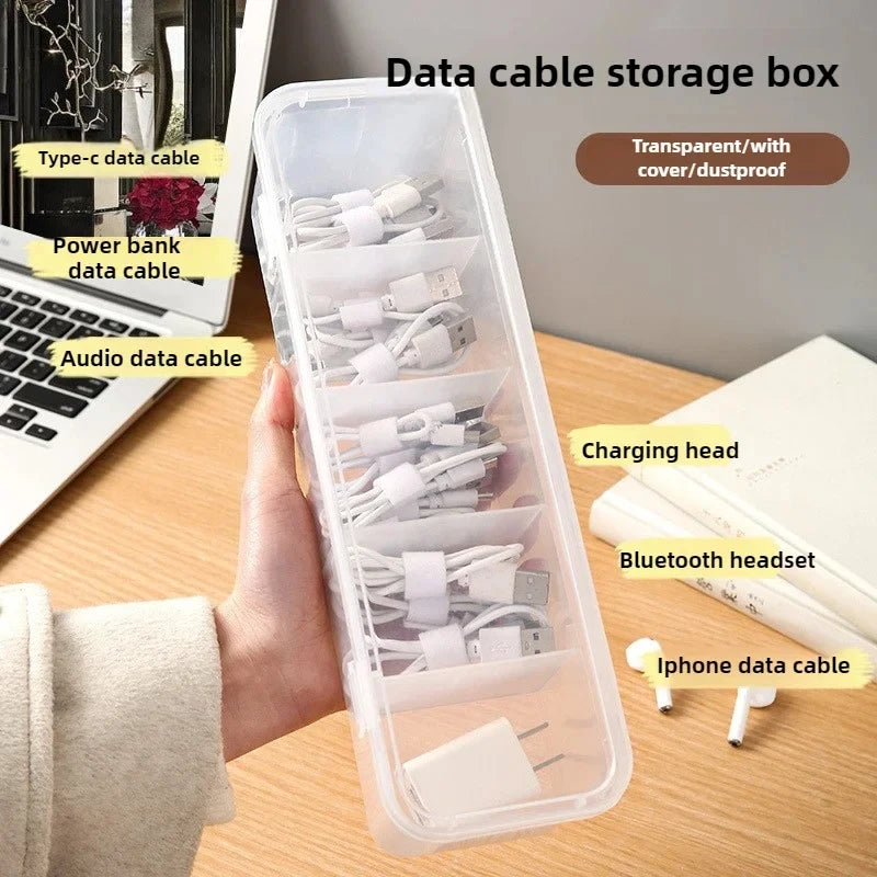Transparent cable organizers, dustproof card boxes with lids, office and home collection boxes