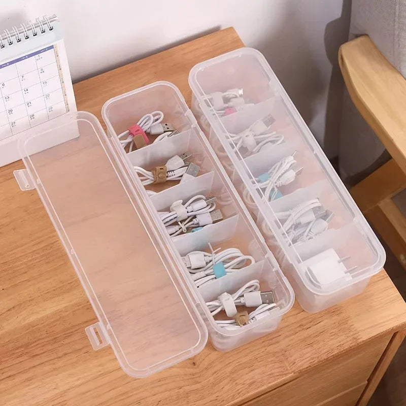 Transparent cable organizers, dustproof card boxes with lids, office and home collection boxes