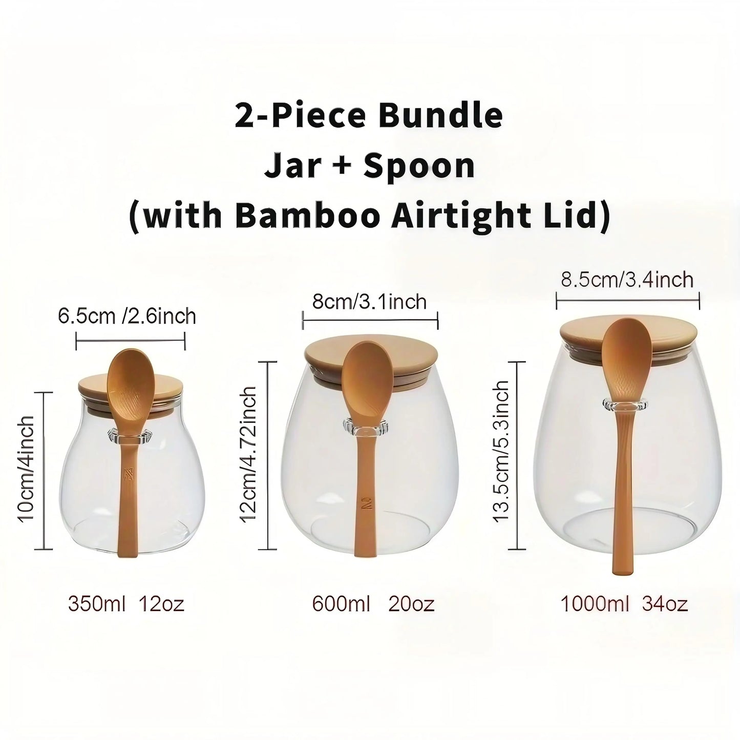 2-Piece Sealed Glass Storage Jar With Spoon - For Coffee Sugar Tea Spices - Ideal Home Kitchen Organizer | 24-hour Shipping