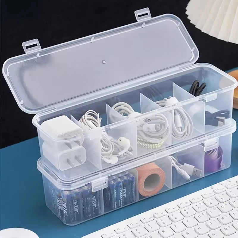 Transparent cable organizers, dustproof card boxes with lids, office and home collection boxes