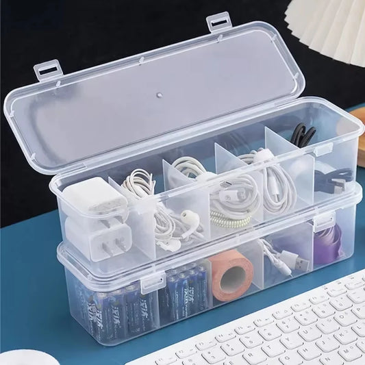 Transparent cable organizers, dustproof card boxes with lids, office and home collection boxes
